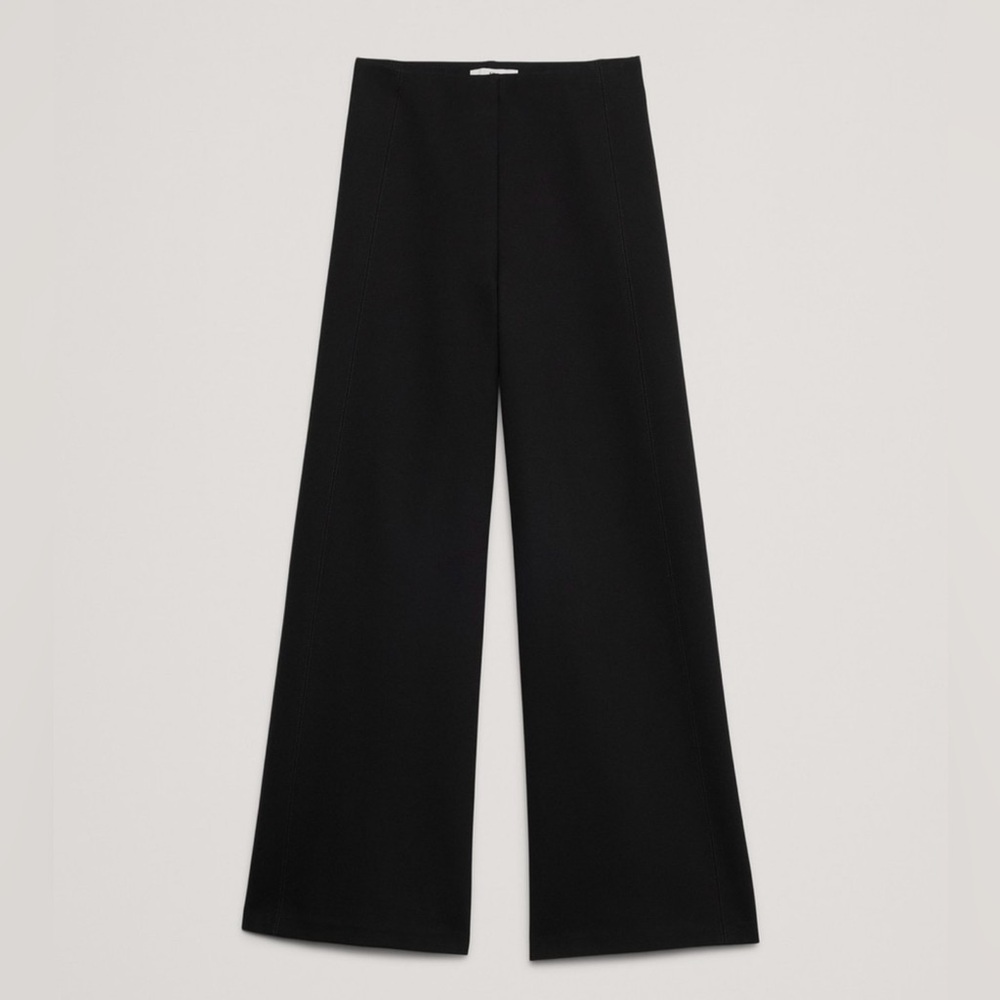 NEW BANANA REPUBLIC BLACK WIDE-LEG CROP EVERYWHERE PONTE WOMENS PANT-SZ L PETITE